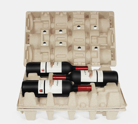 L'emballage moulé de pulpe de bouteille en verre de vin a moulé les plateaux ISO14001 de pulpe